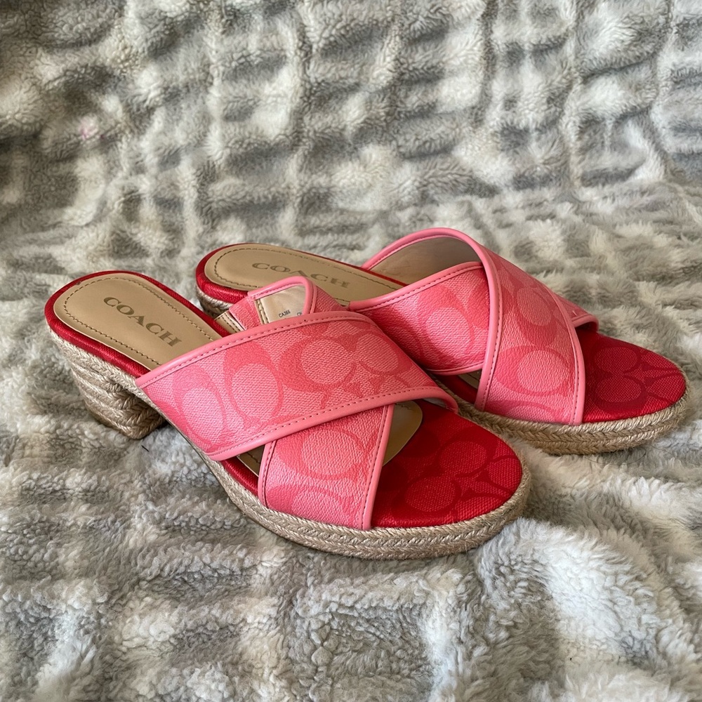 Coach pink low heel sandals